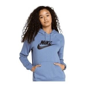 Nike Sportswear‎ Essential Logo Hoodie Sweatshirt Indigo Blue Fleece Long Sleeve
